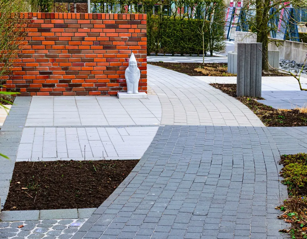 Brick paving pathway in a garden, a common spot for ant nests