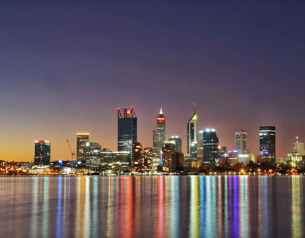 Perth city skyline at dusk
